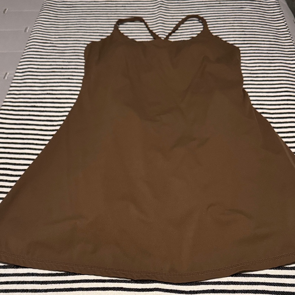 HALARA Brown Sleeveless Dress With Built In Shorts